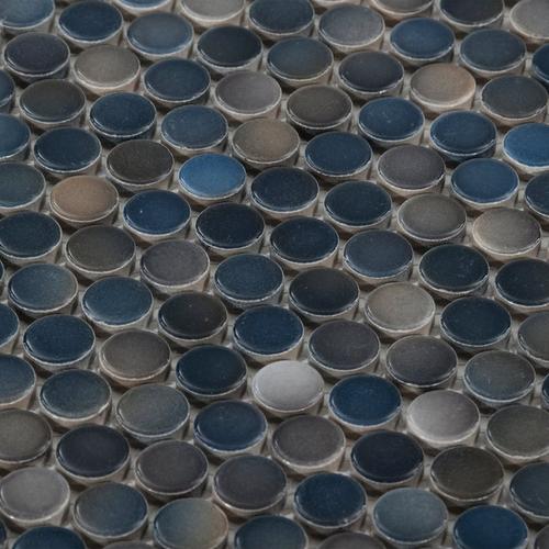 Dark Blue Multi Penny Porcelain Mosaic