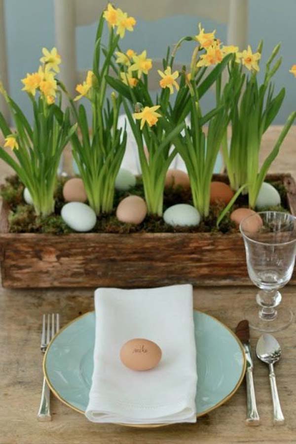 Easter Eggs Flowers Rustic Box