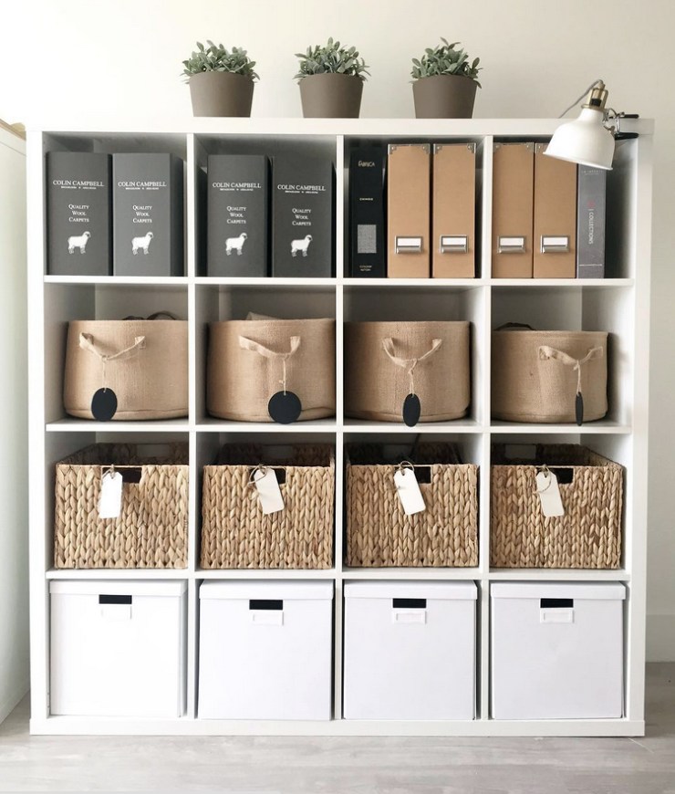 Office space, organization, storage bins